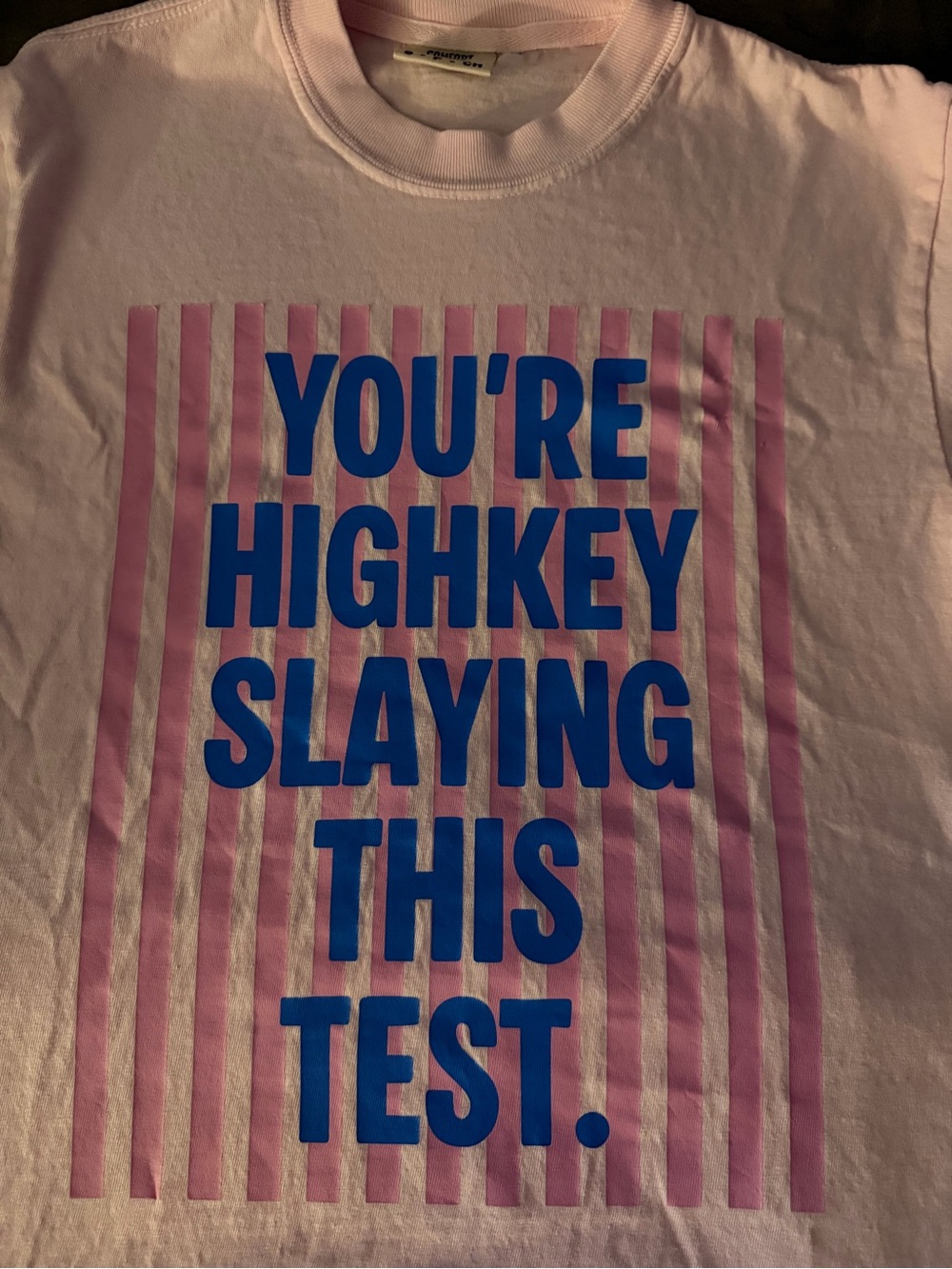 Graphic Pink Short Sleeve Tee with Blue Text - Kids